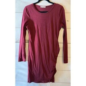 Wasabi Mint Burgundy Long Sleeve Ruched Side Knit Dress Women's Medium